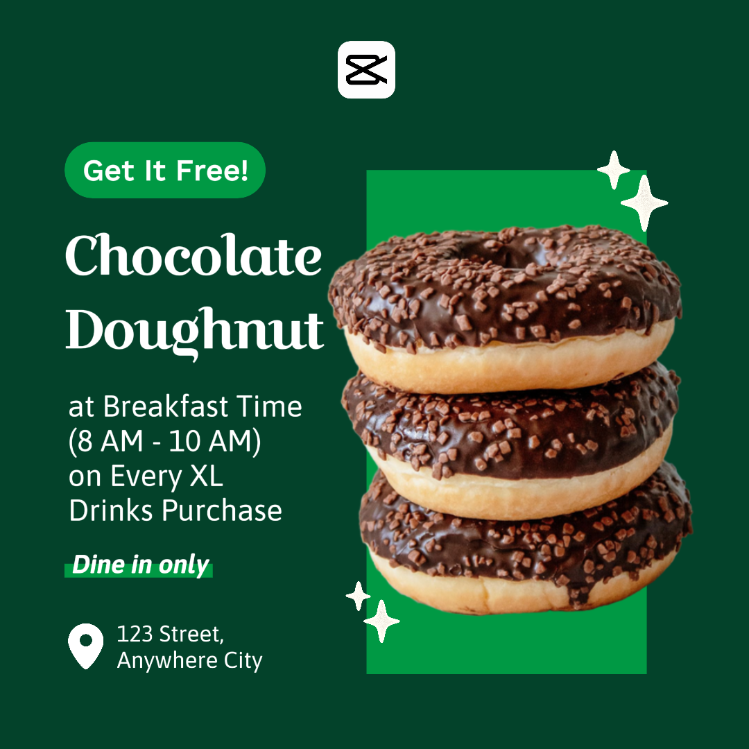 Comida e bebida Obtenha donut de chocolate grátis 