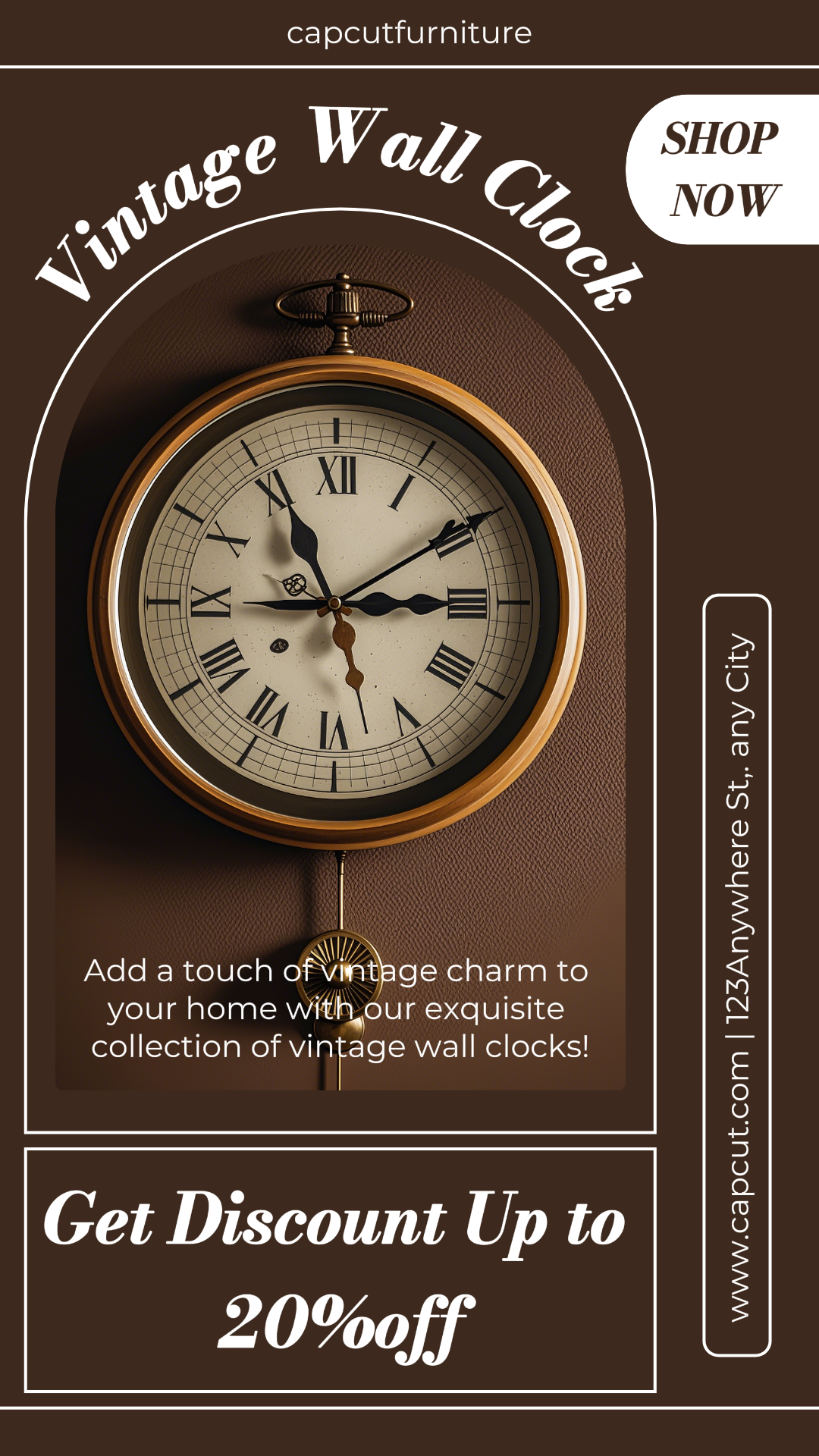 Pôster de marketing doméstico Promoção de relógios de parede História do Instagram