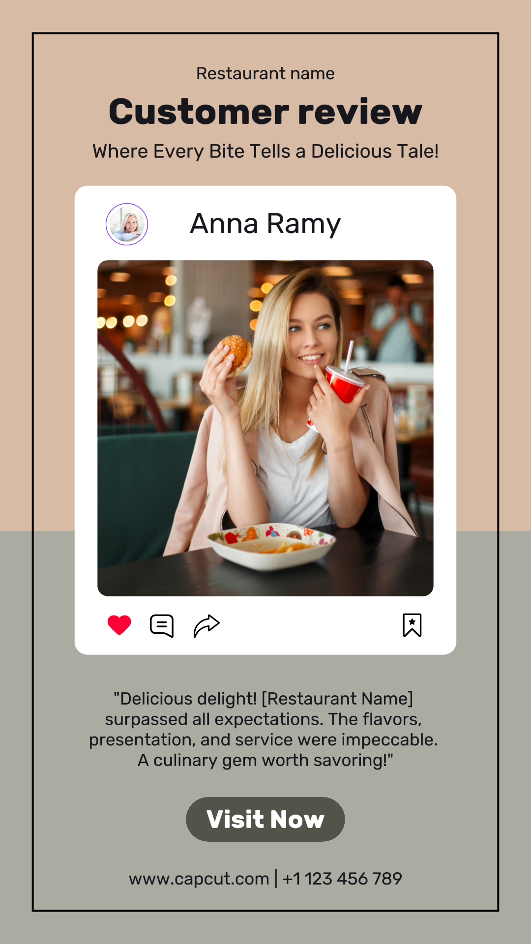 Kundenbewertung Essen Restaurant Instagram Story