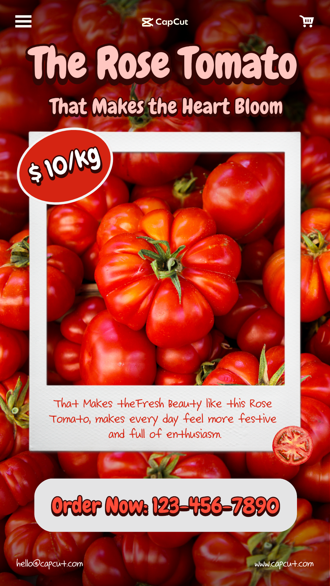 Comida Tomate Rosa Rojo Blanco Promoción Historia de Instagram