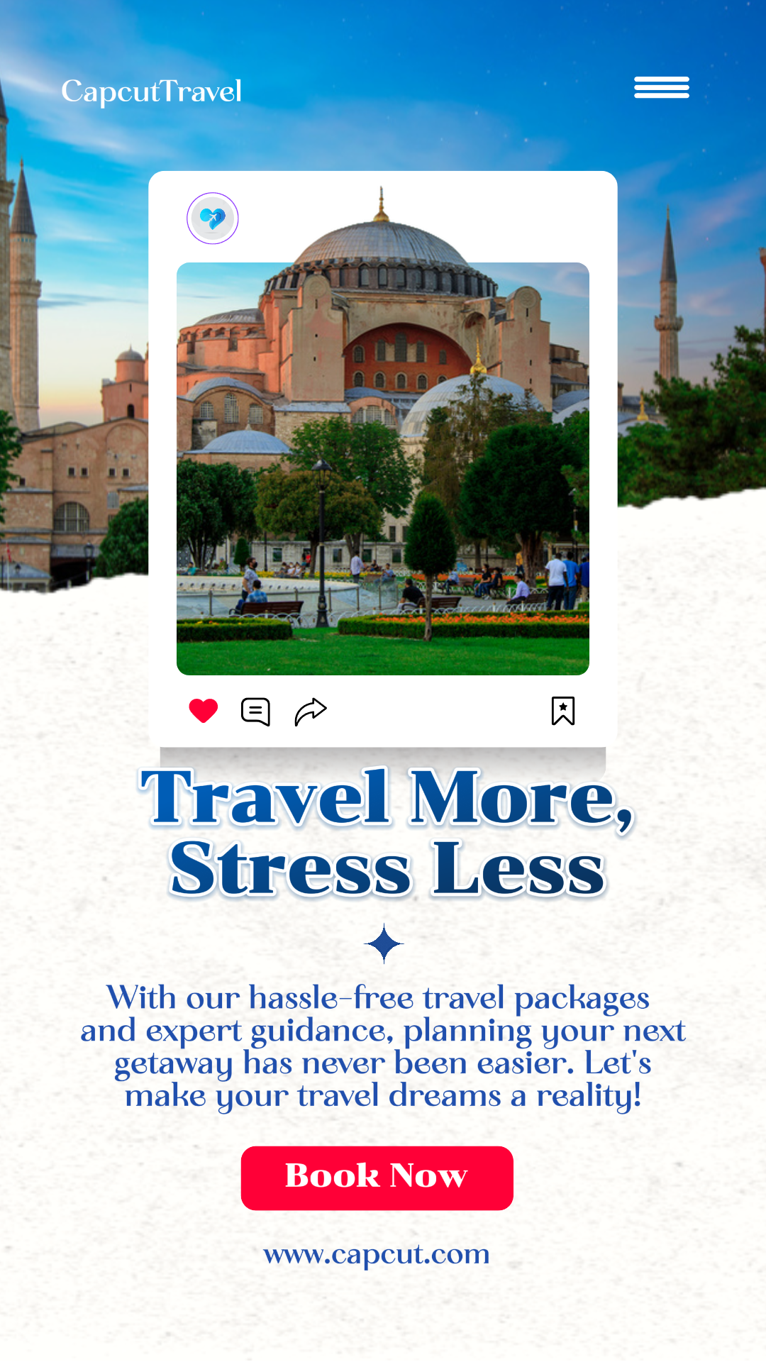 Poster Kreatif Perjalanan Tur Sejarah Posting Instagram