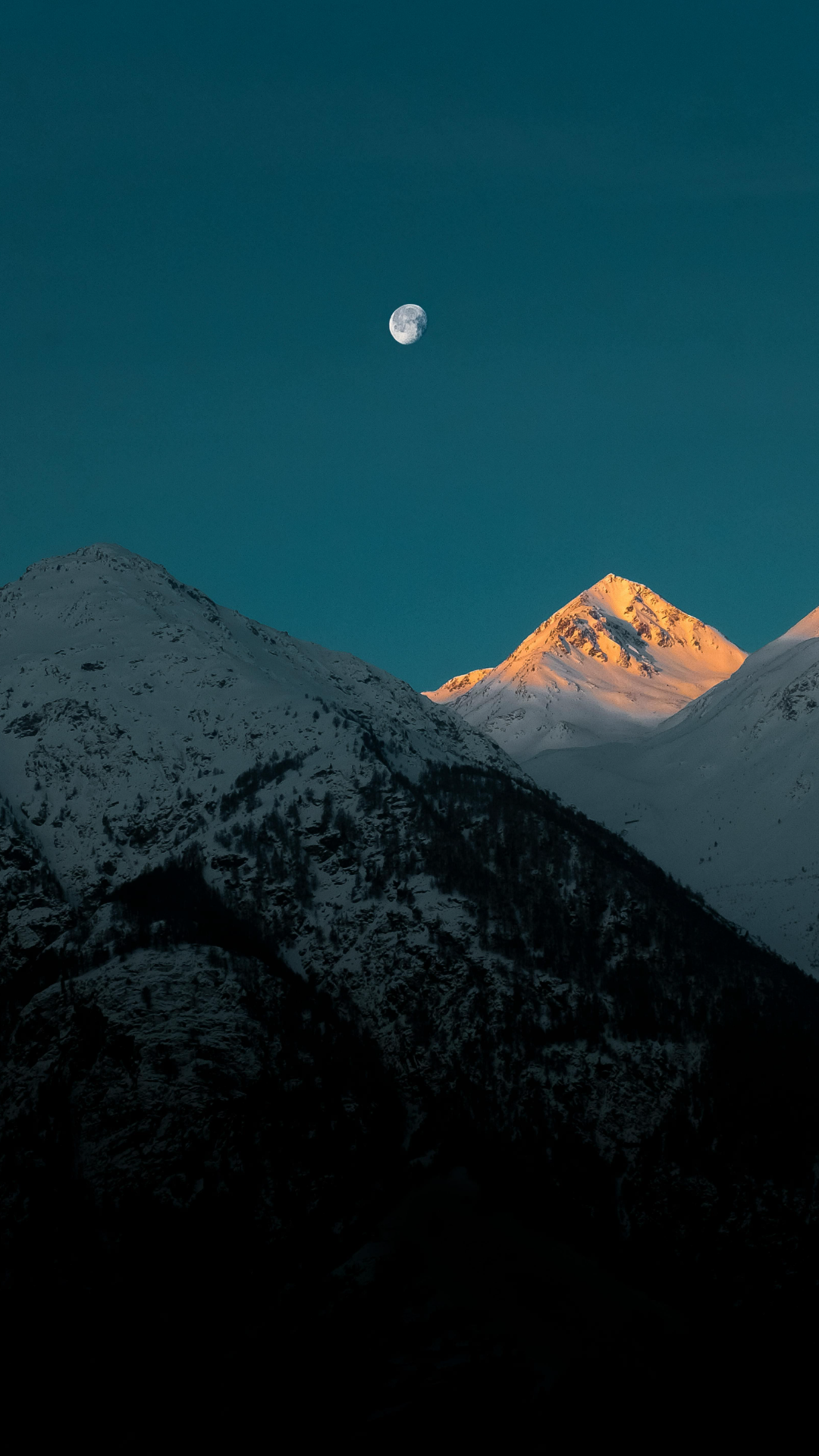 Wallpaper creative poster moon and mountains