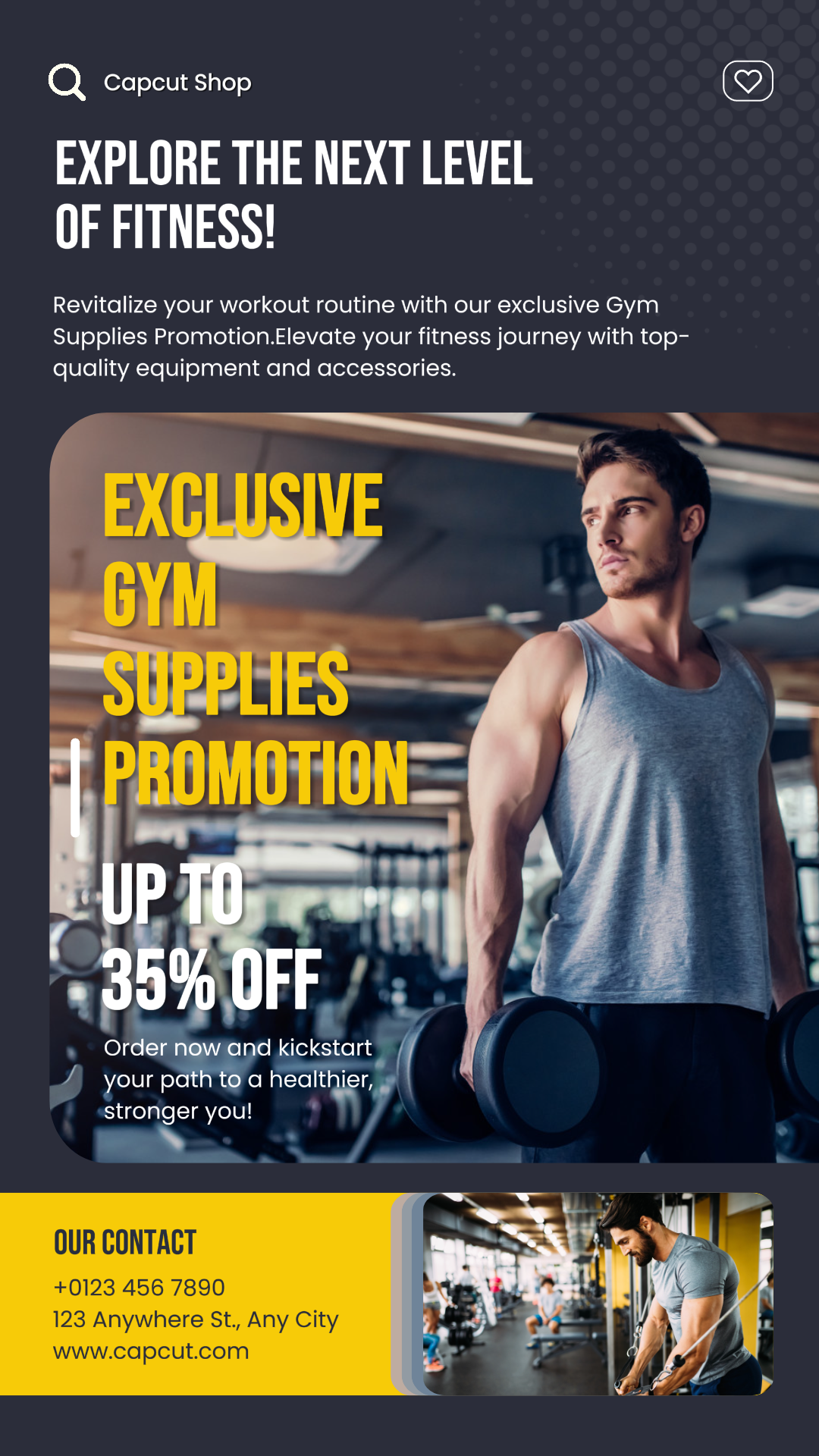 Entraînement et fitness Gym / Sport Supplies Promotion Instagram Story Jaune Moderne