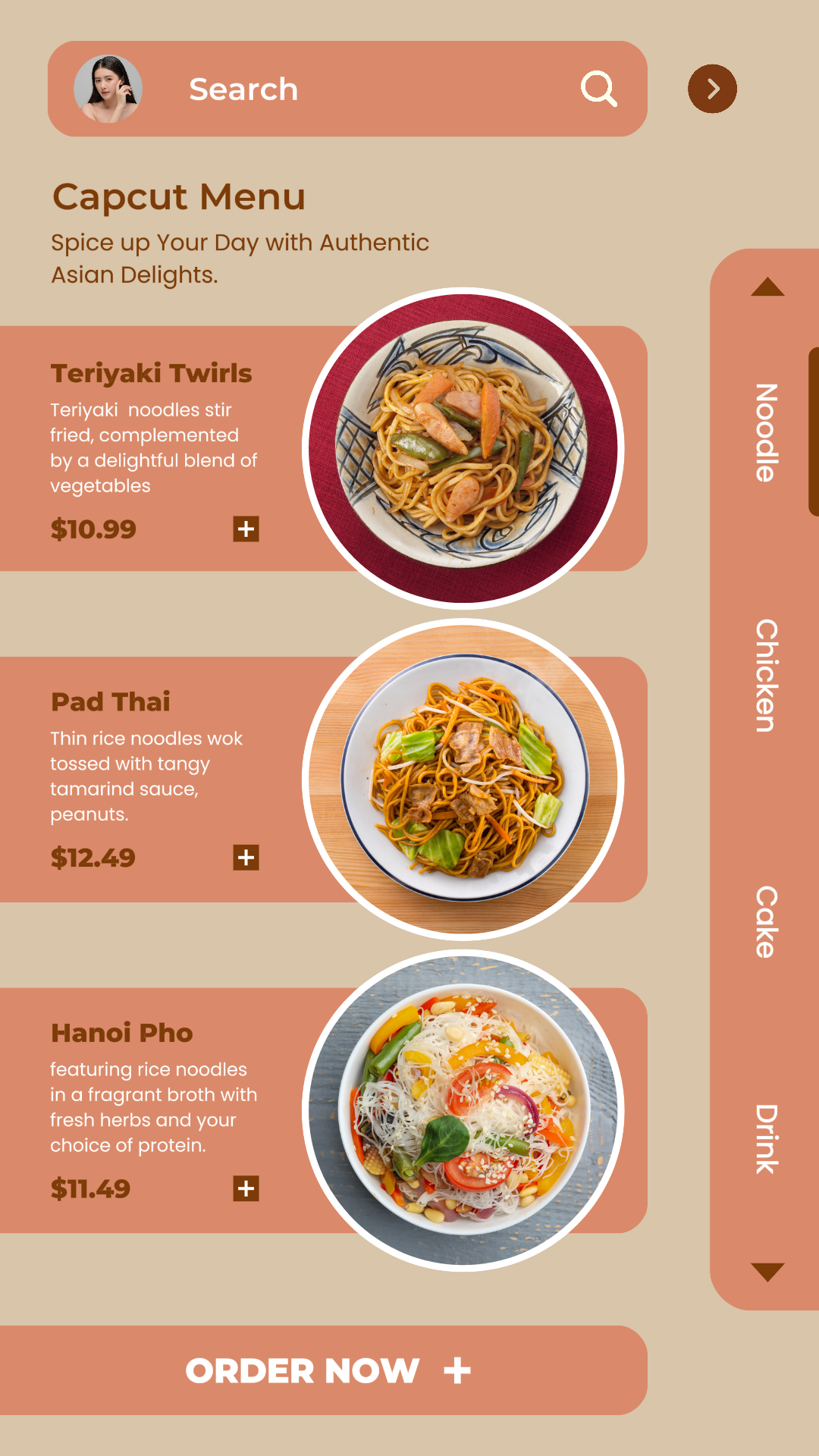 Asian Noodle Food Menu for Instagram Story