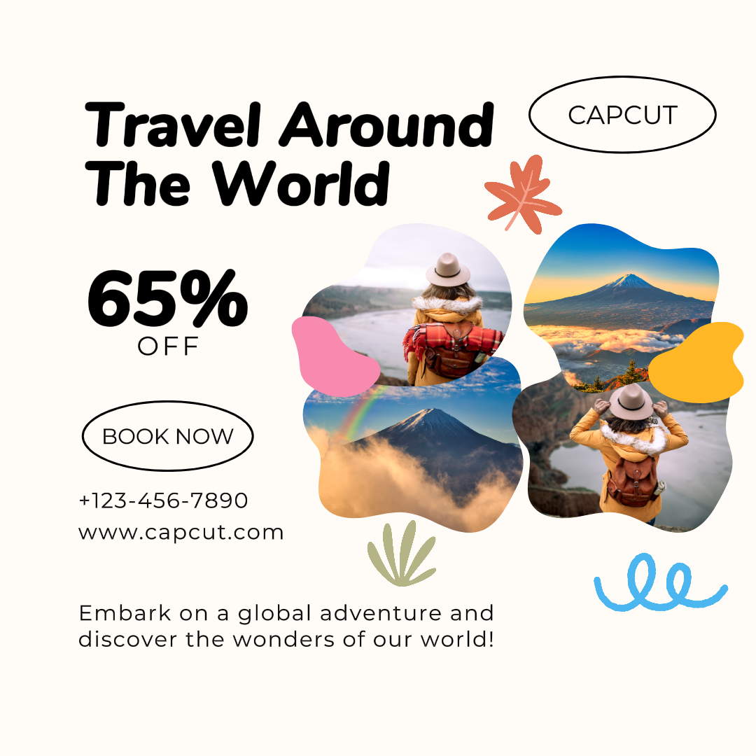 Voyage créatif autour du monde Poster Instagram Post Brown