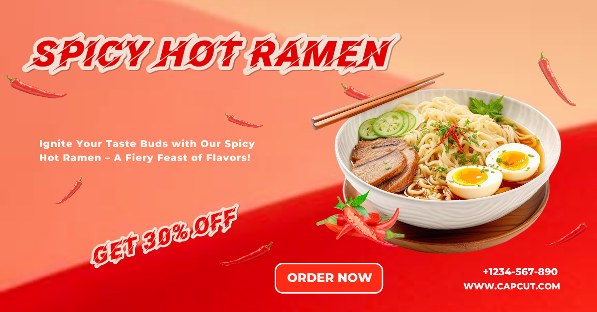 Facebook Anzeigen Marketing Poster Lebensmittel Hot Ramen Red Style