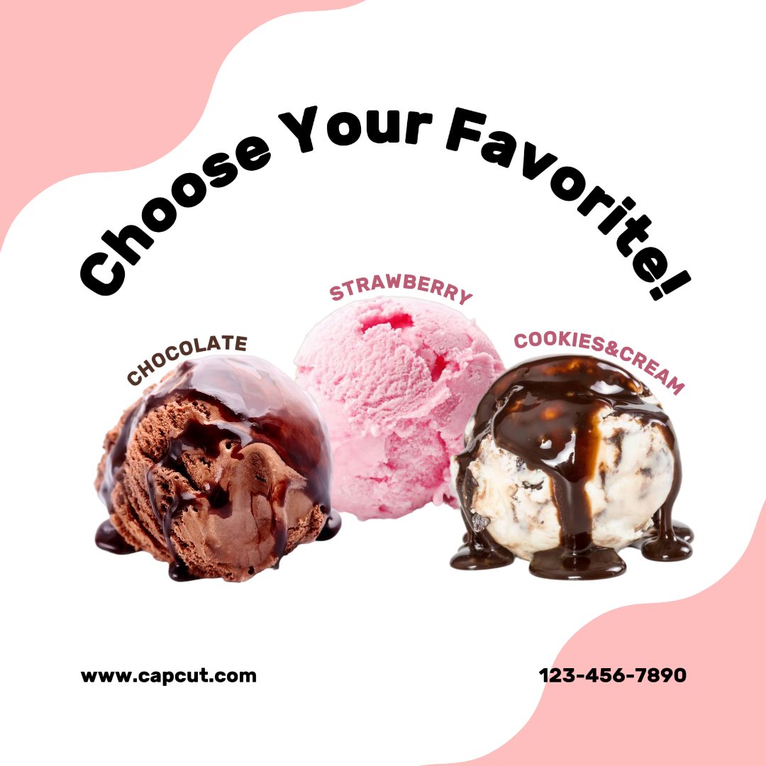 Essen und Getränke Lieblings-Eiscreme-Marketing-Poster Instagram-Poster Rosa Minimalist