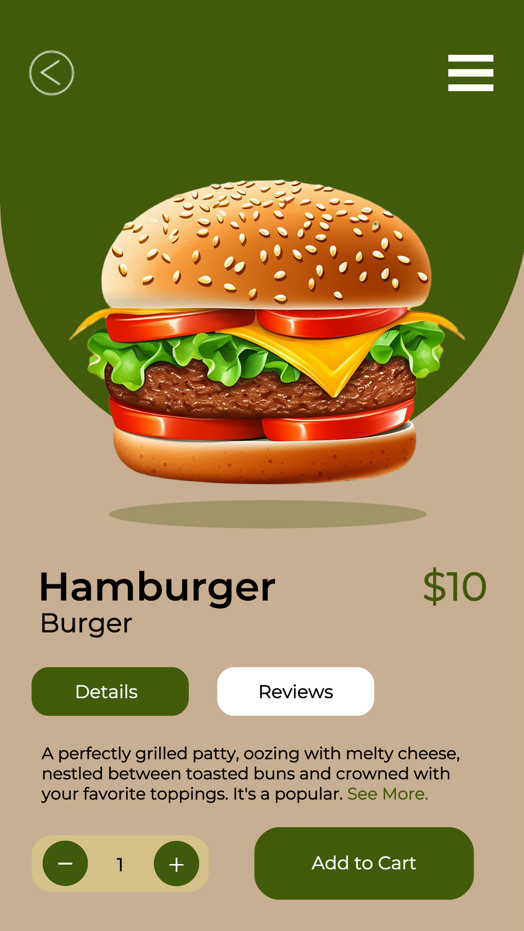 Menu d'application de promotion de hamburgers
