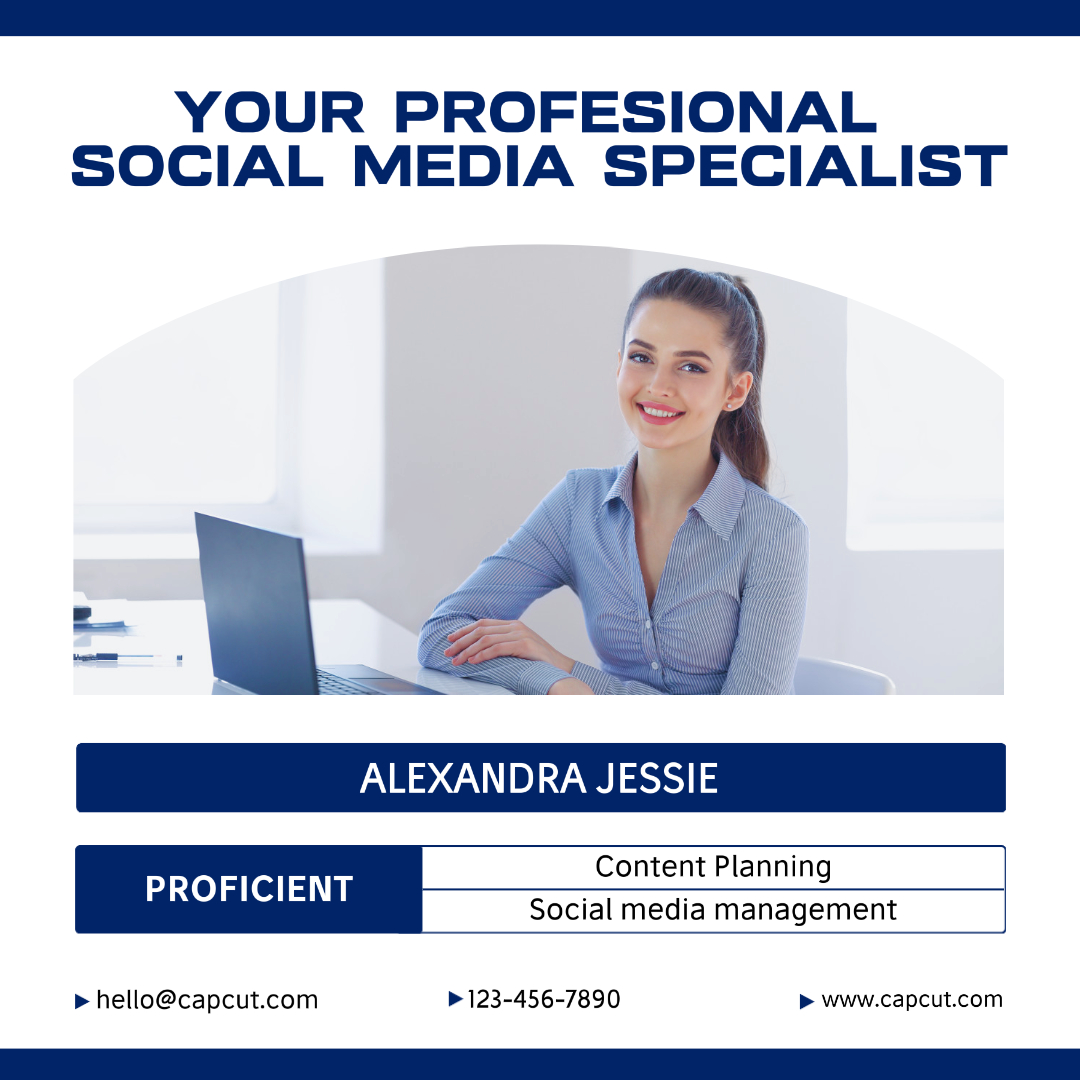 Cartões sociais minimalistas de negócios brancos e azuis Post no Instagram