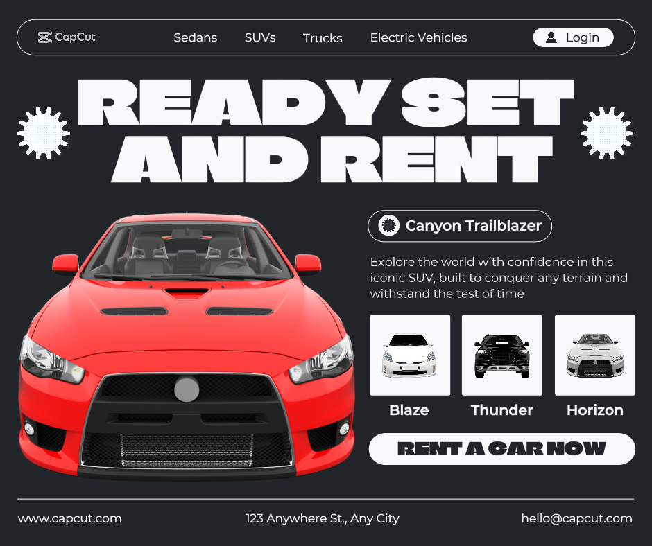 Voitures Marketing Poster Facebook Post Location de voiture Noir