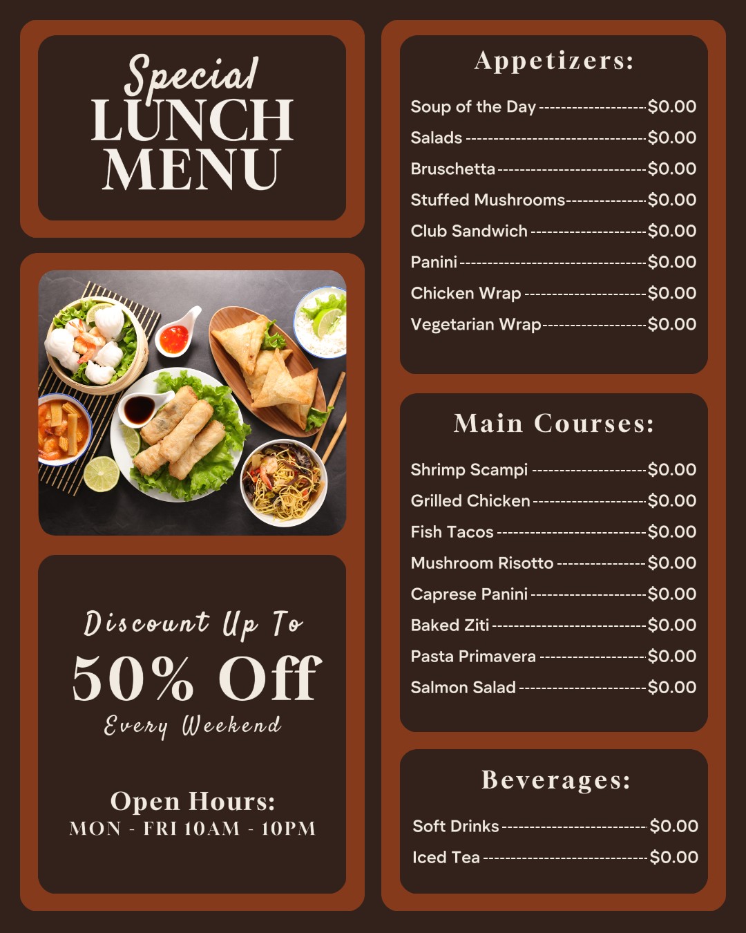 special lunch menu instagram post