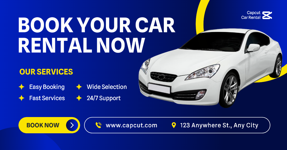 Facebook Ads Car Rental Marketing Poster Azul 