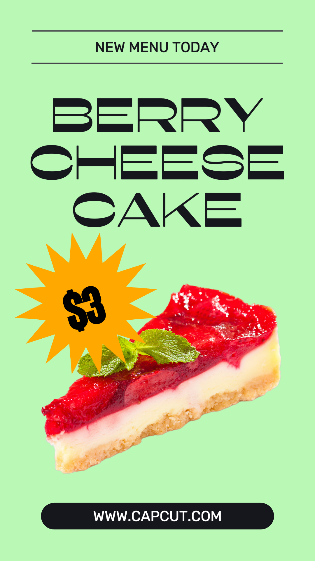 Comida Pastel De Queso Historia De Instagram Verde Minimalista