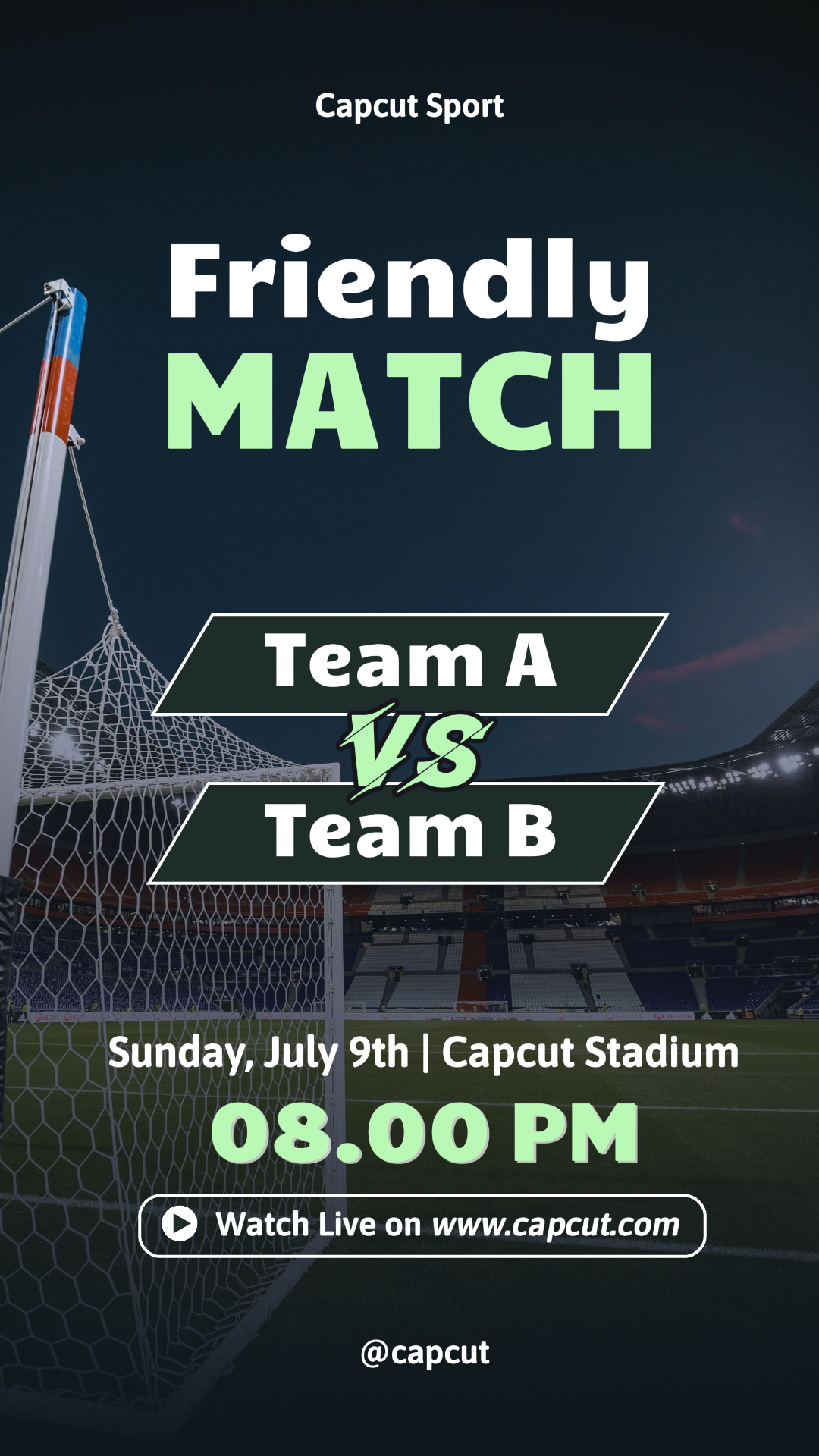 스포츠와 경기 축구 친선 경기 인스타그램 스토리 그린 블랙