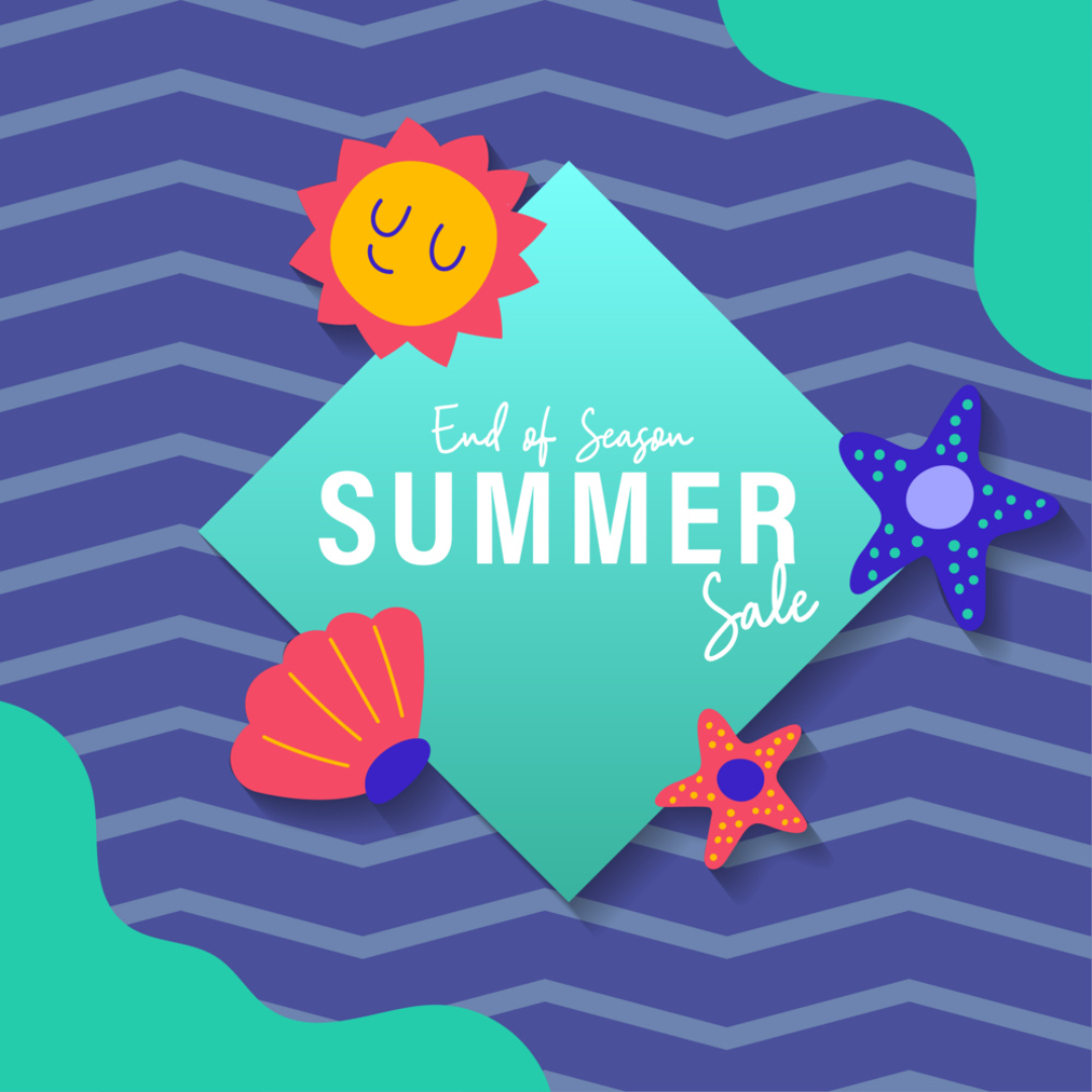 Summer sale Marketing poster for instagram post starfish with green colour 
