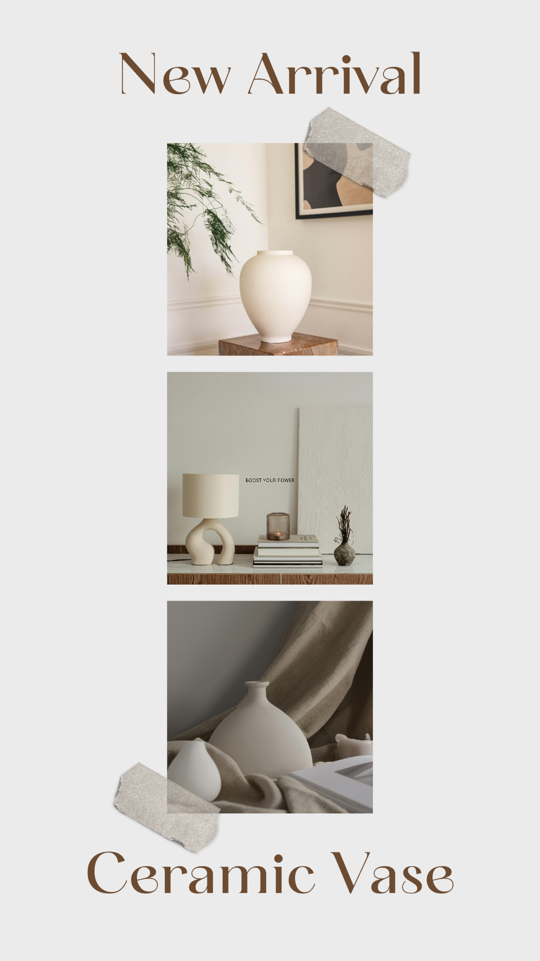 Gambar Template Minimalis Kolase Instagram Story Vas Keramik Kedatangan Baru 