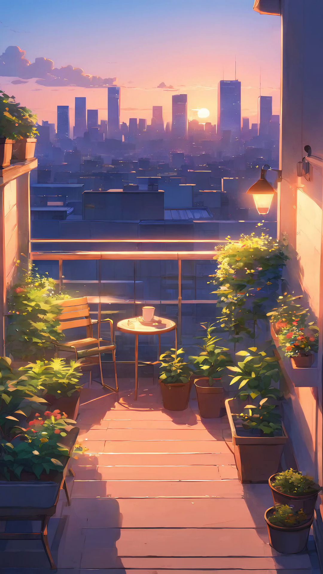 Papel de parede criativo poster Vista de uma varanda