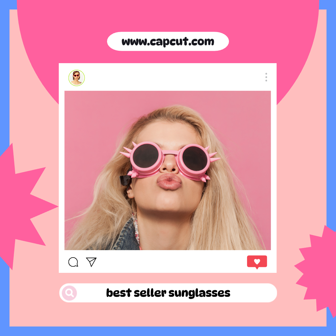 Fashion Kacamata Hitam Penjual Terbaik Instagram Post Pink Gaya Lucu