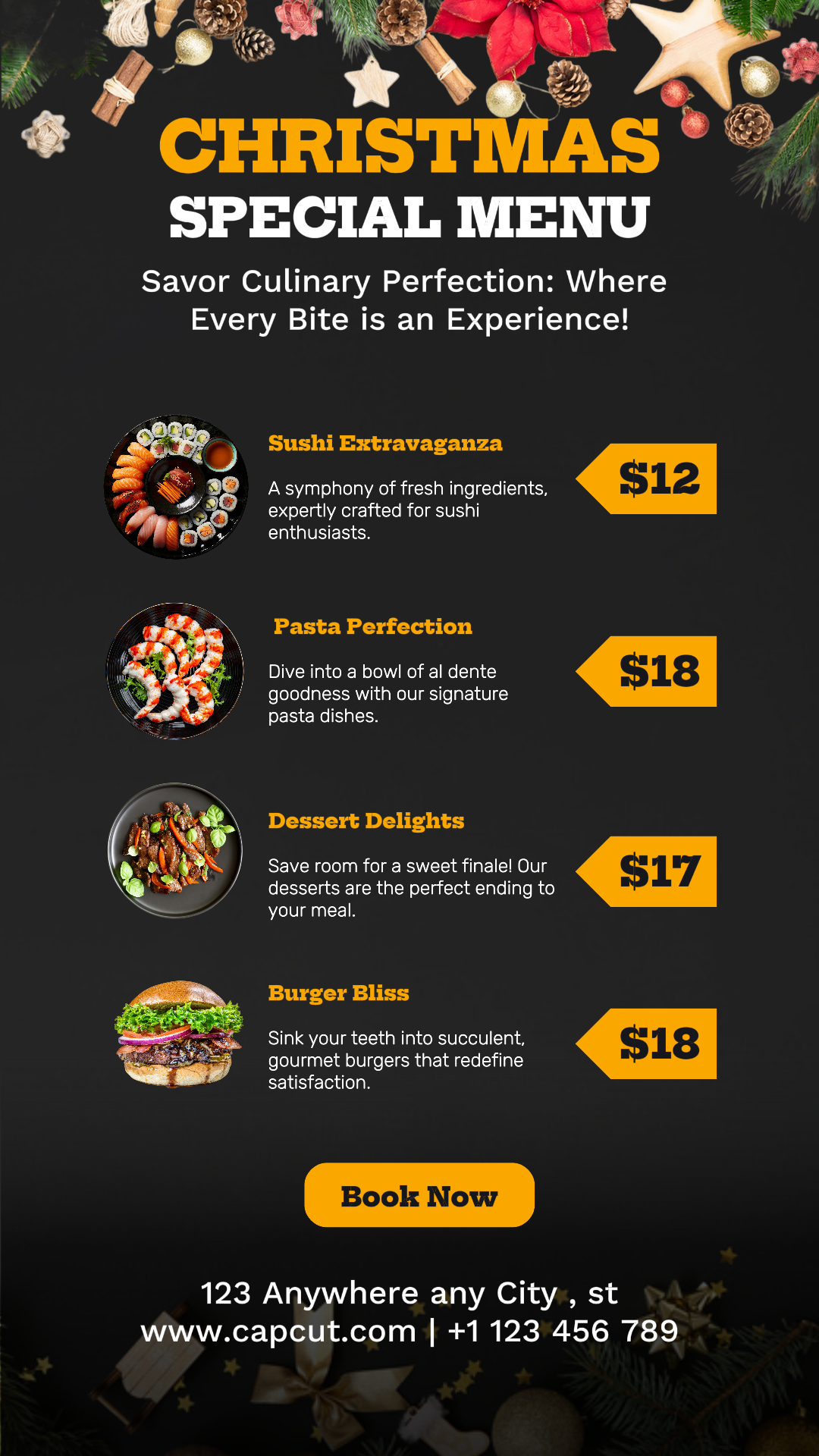 Christmas Food Menu Instagram Story