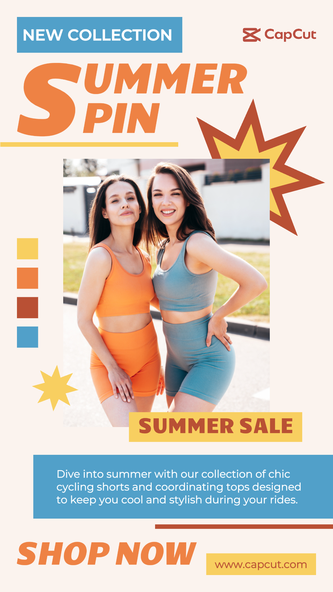Soldes d'été - Affiche marketing Nouvelle collection Summer Spin Sport Outfit TikTok Post
