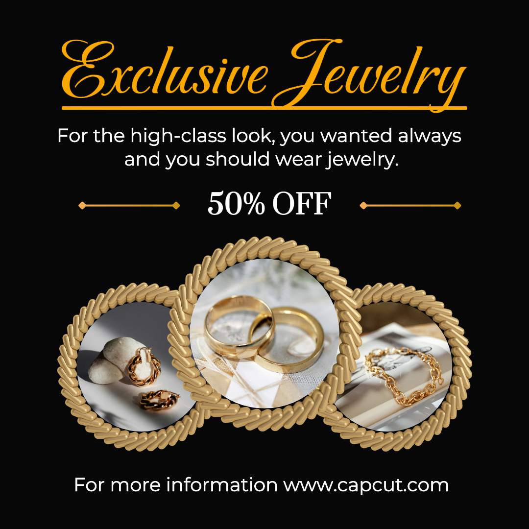 Jóias e acessórios exclusivos Instagram Post Black & Gold Minimalist