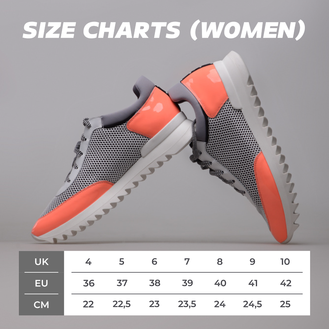 E-commerce Produto Chamada Moda Sapatos de Corrida Mulheres Tamanhos Gráficos