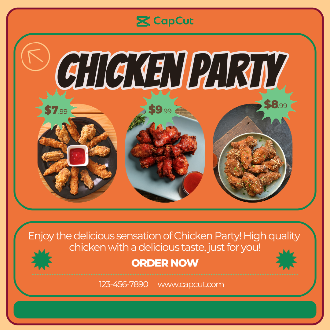 Food & Beverage Chicken Party Instagram Post