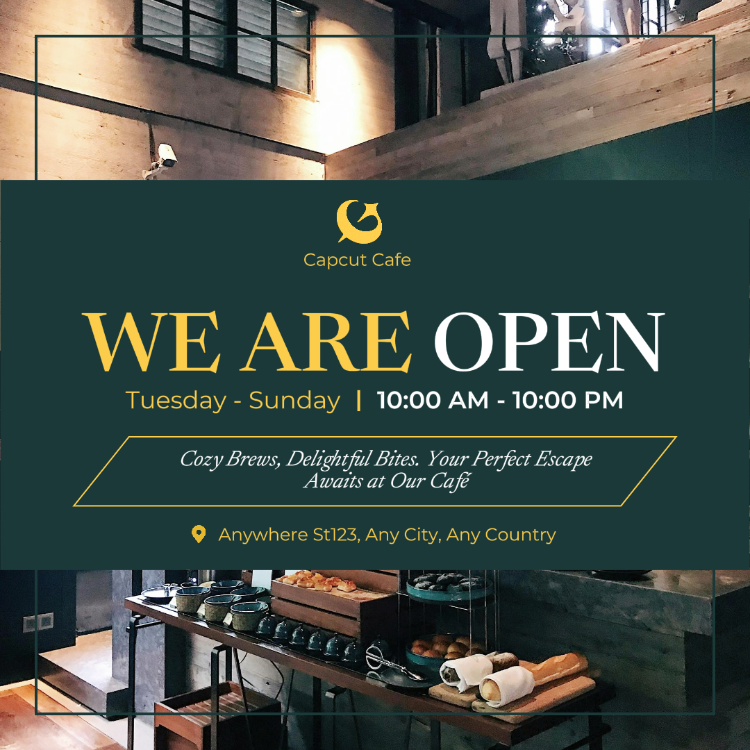 Negócios e escritório Marketing Poster Instagram Post We Are Open Cafe
