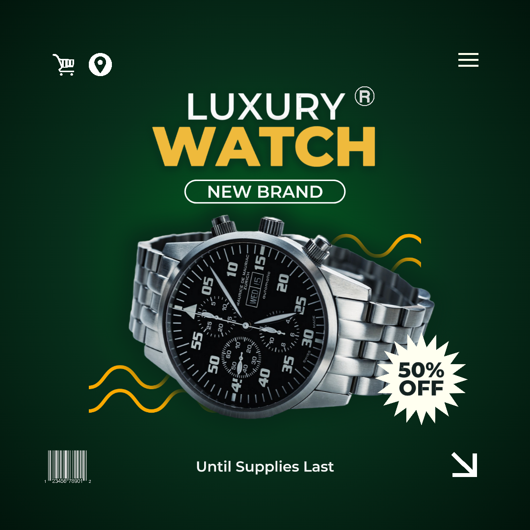 E-commerce Electronic Watch Hero Image Green