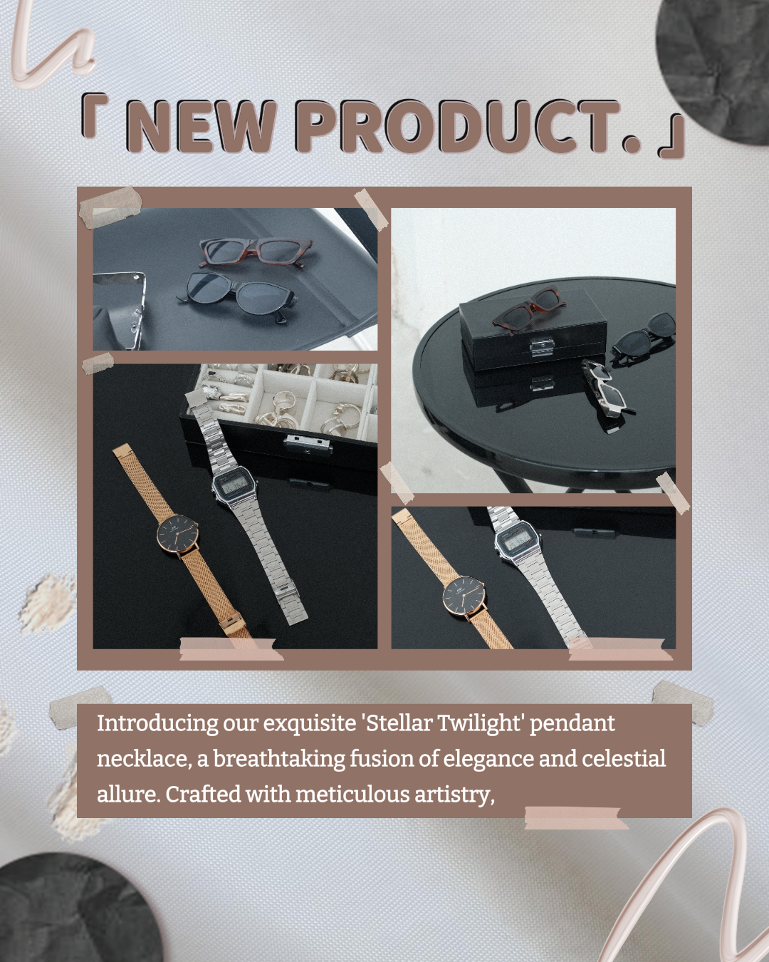 Présentoir de produits de bijoux bruns Portrait Instagram