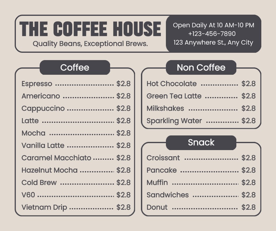 Kedai Kopi Menu Facebook Posting