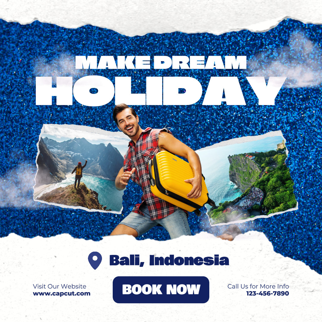 Creative Blue Poster Dream Holiday for Instagram Post