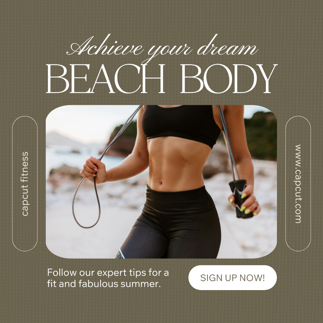 Fitness Marketing Poster Delicate Style IG Post - Neutral Dream Beach Body