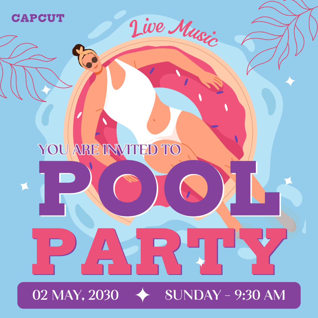 Cartel de marketing de deportes y partidos - Fiesta en la piscina - Publicación de Instagram