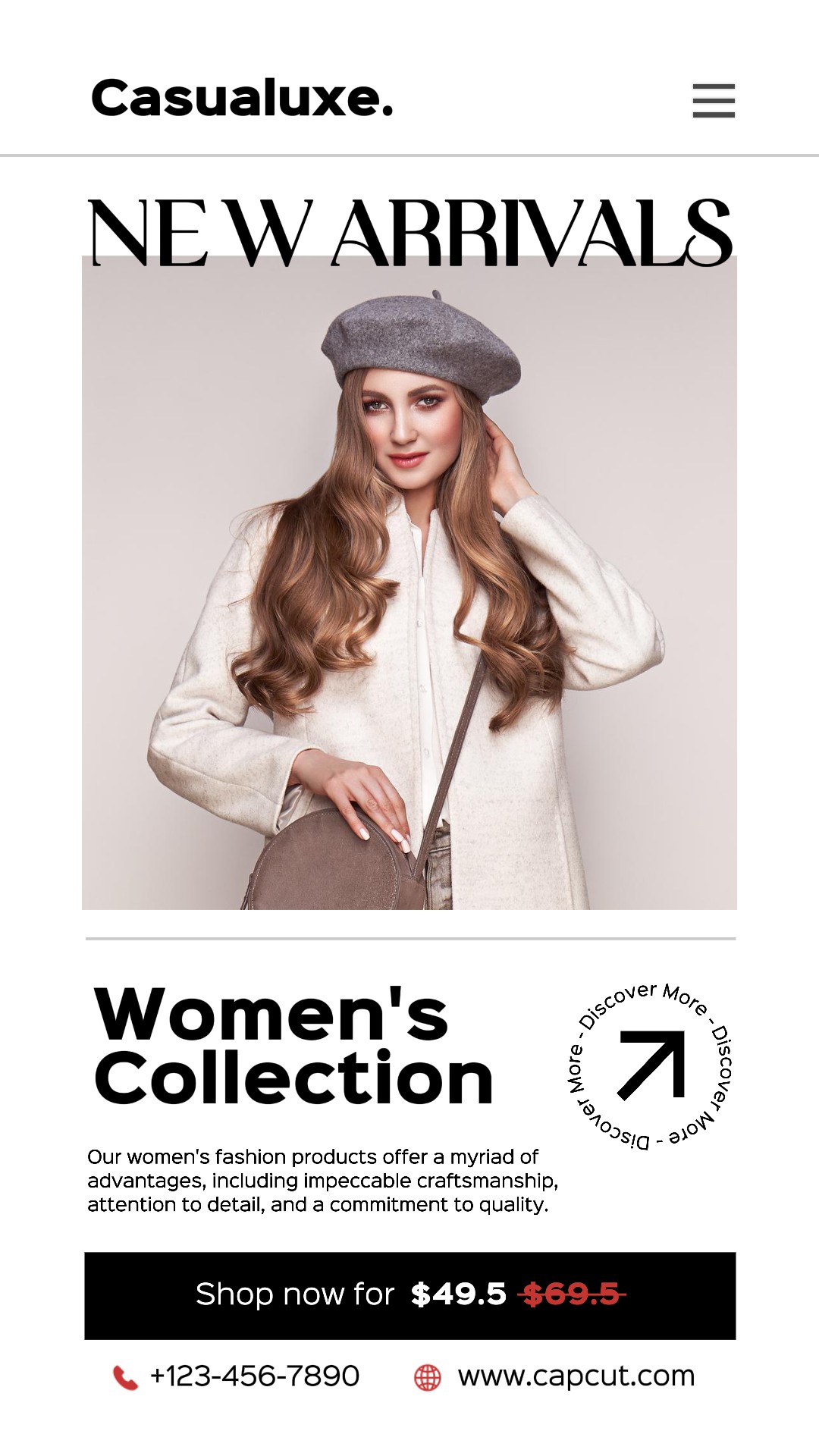 Historia de Instagram de promoción de moda femenina de IU moderna blanca