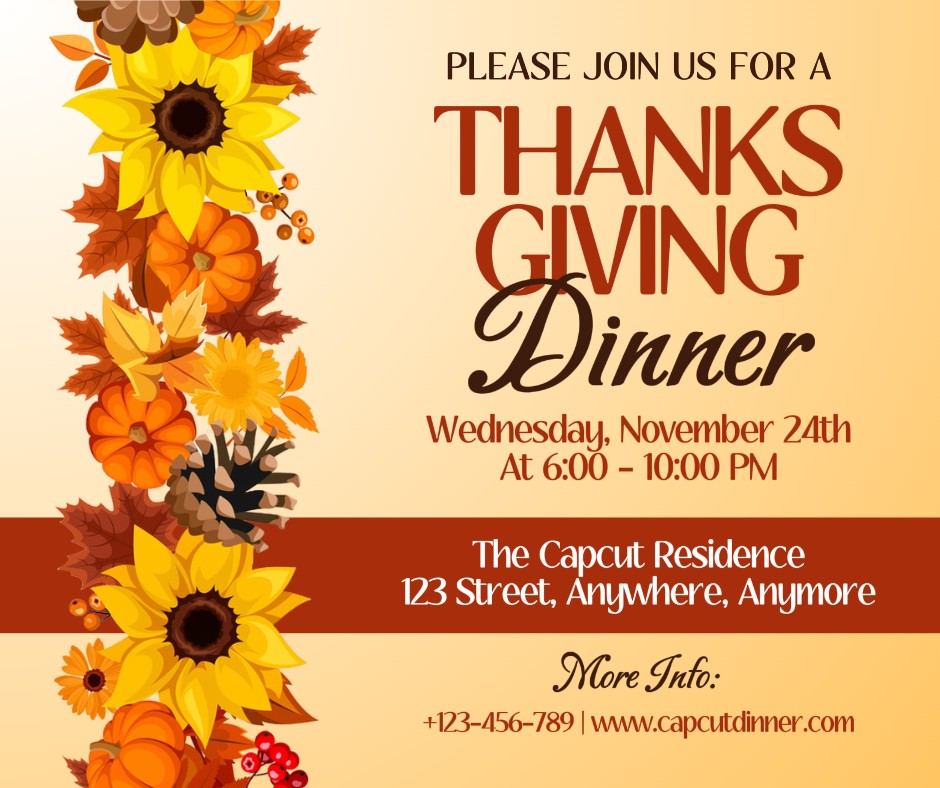 Undangan Makan Malam Thanksgiving Posting Facebook