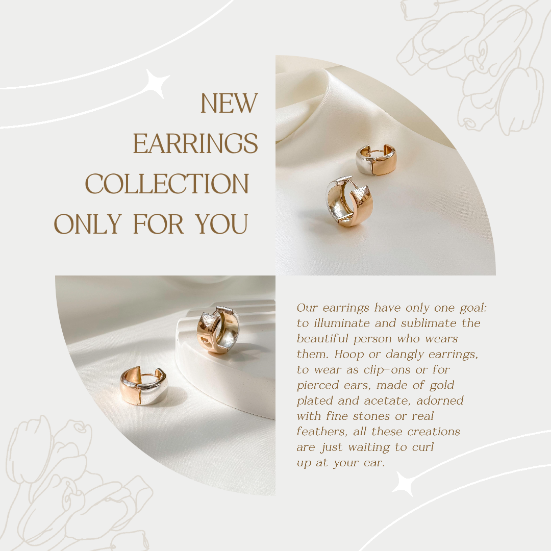 Minimalist Collage Marketing Poster Instagram Post Earrings Jewelry Collection Elegant Luxury