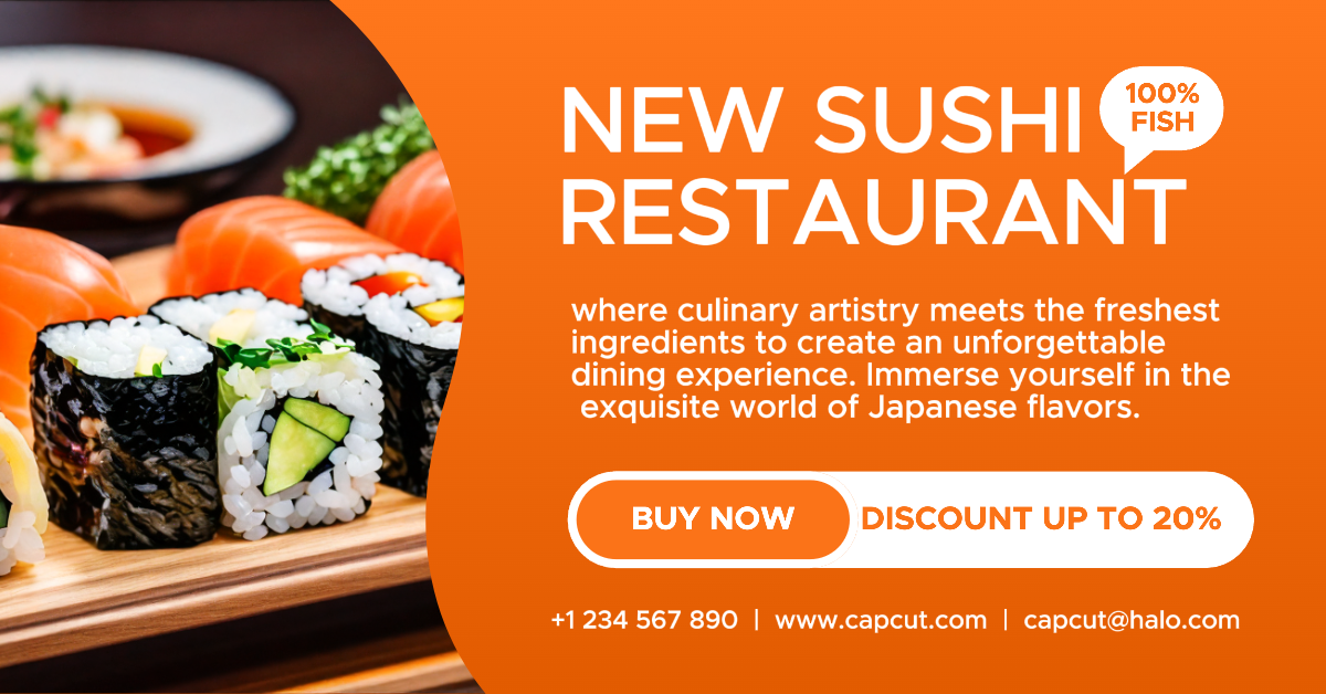 New Sushi Restaurant Promotion Facebook App Ad