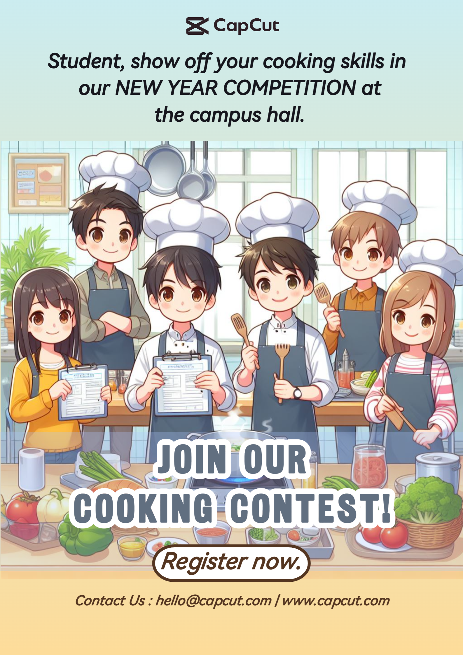 Non-Marketing Campus Event Activity Student Cooking Contest Poster