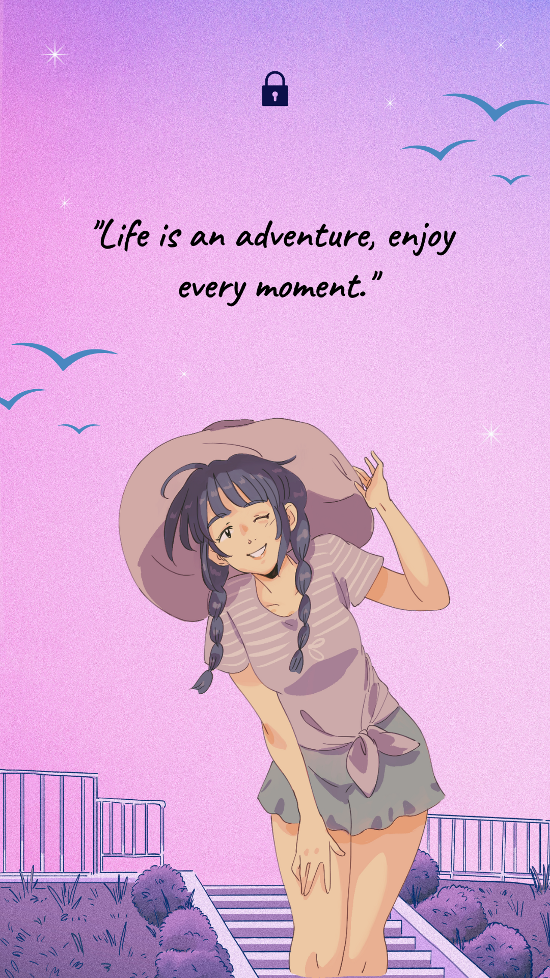 Fondo De Pantalla Motivacional Ilustrativo De Anime Púrpura