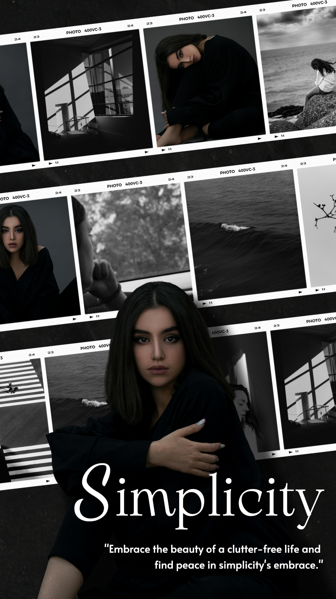 Affiche marketing de collage minimaliste Industrie générale Potrait polaroid monochrome Tiktok