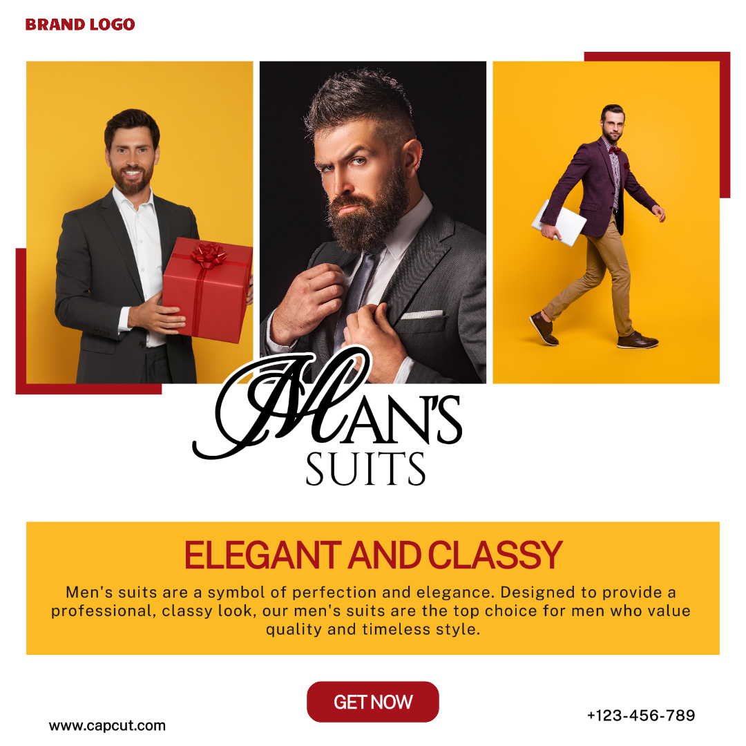 Pôster de marketing de roupas e sapatos Instagram Post Fashion Man 's