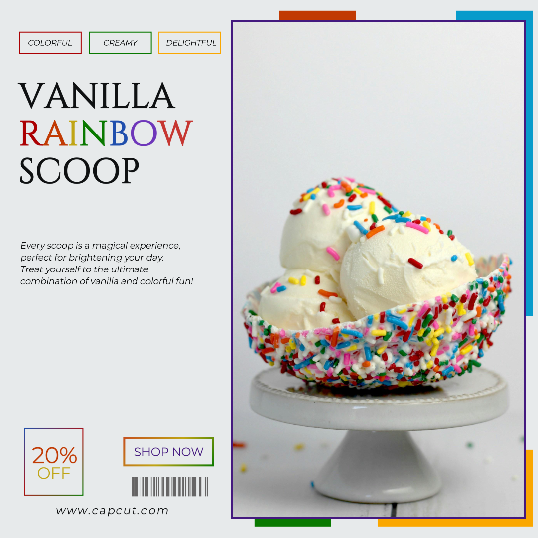 Póster de marketing de alimentos y bebidas Publico en Instagram Estilo minimalista arcoíris