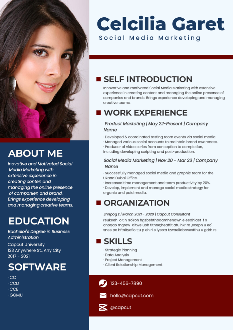 Non Marketing Resume Simple Blue Design