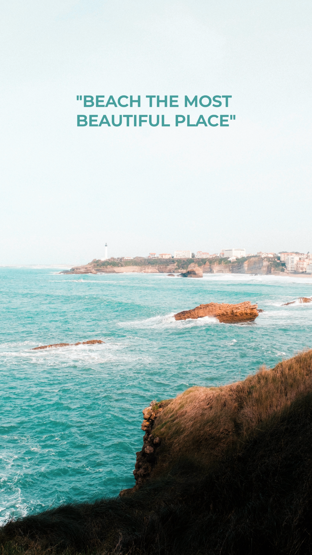 Wallpaper creative poster beach the most beautiful place