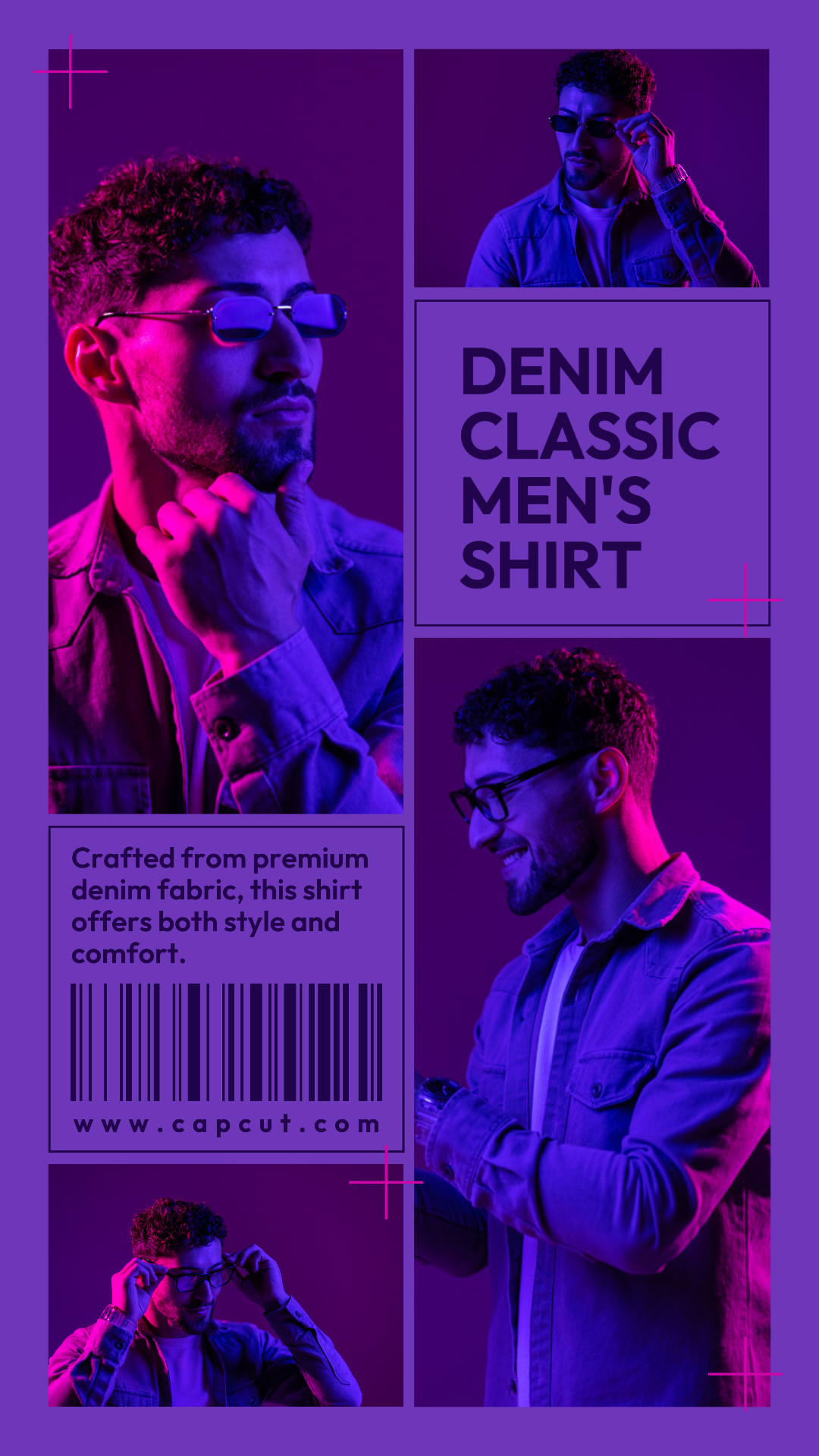 Pakaian Pemasaran Poster Tampilan Produk Denim Klasik Kemeja Pria Kisah Instagram