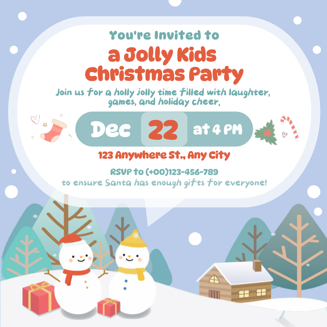 Weihnachten Kinder Party Einladung Instagram Pos