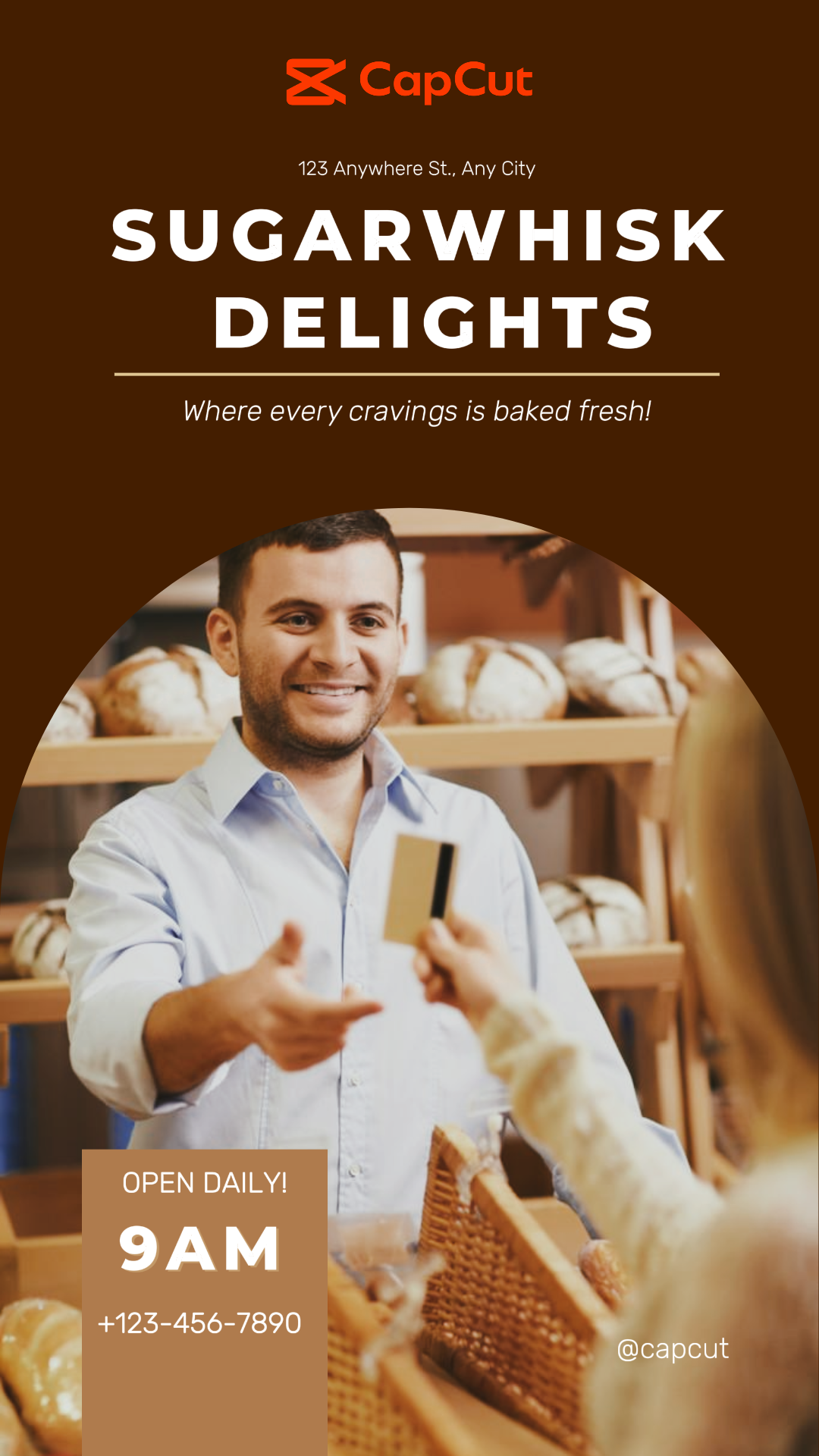 Folheto de horas de loja de alimentos e bebidas Tiktok Ad Brown and Red Orange Poster