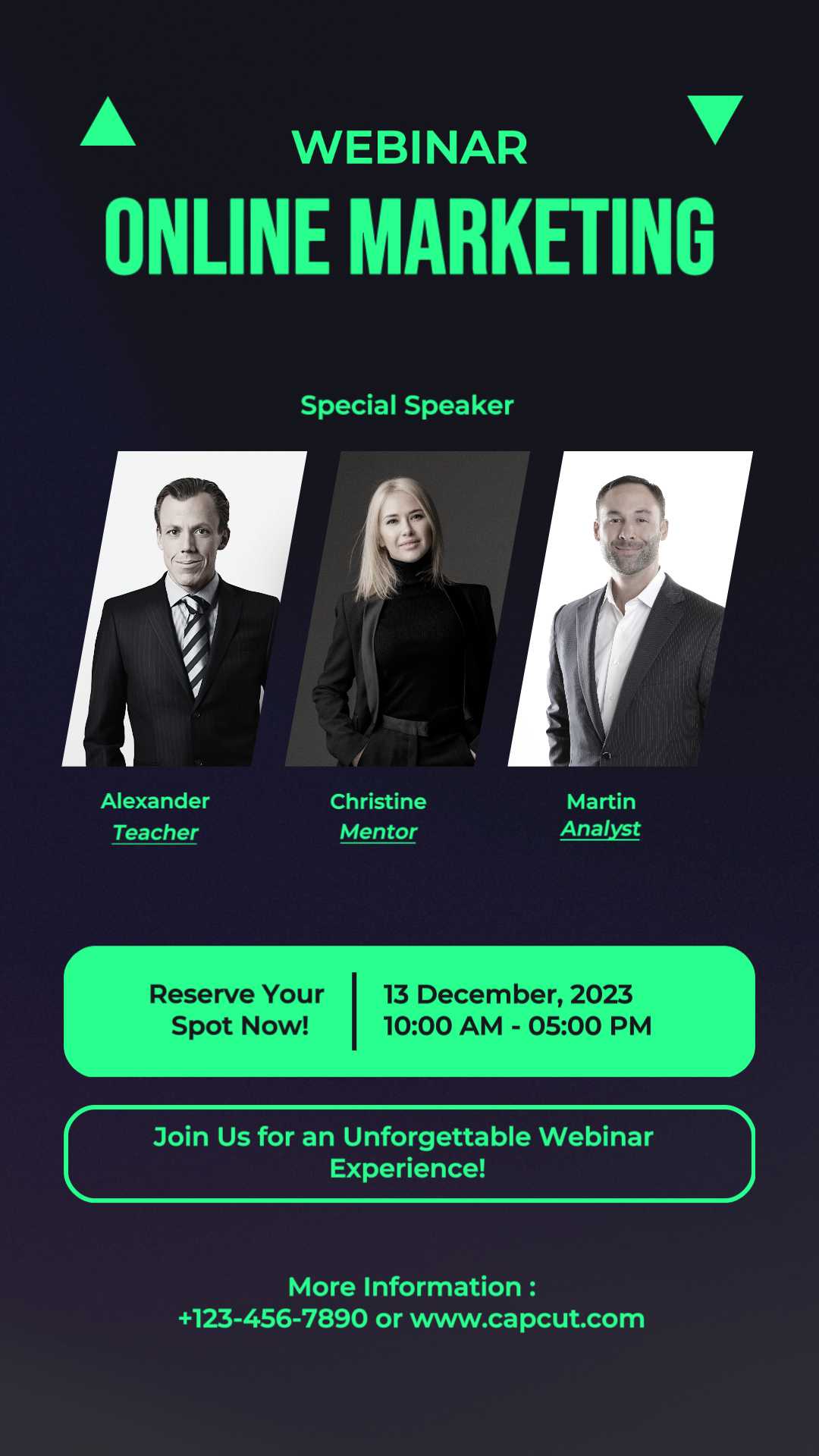 Promoção de webinar online História do Instagram