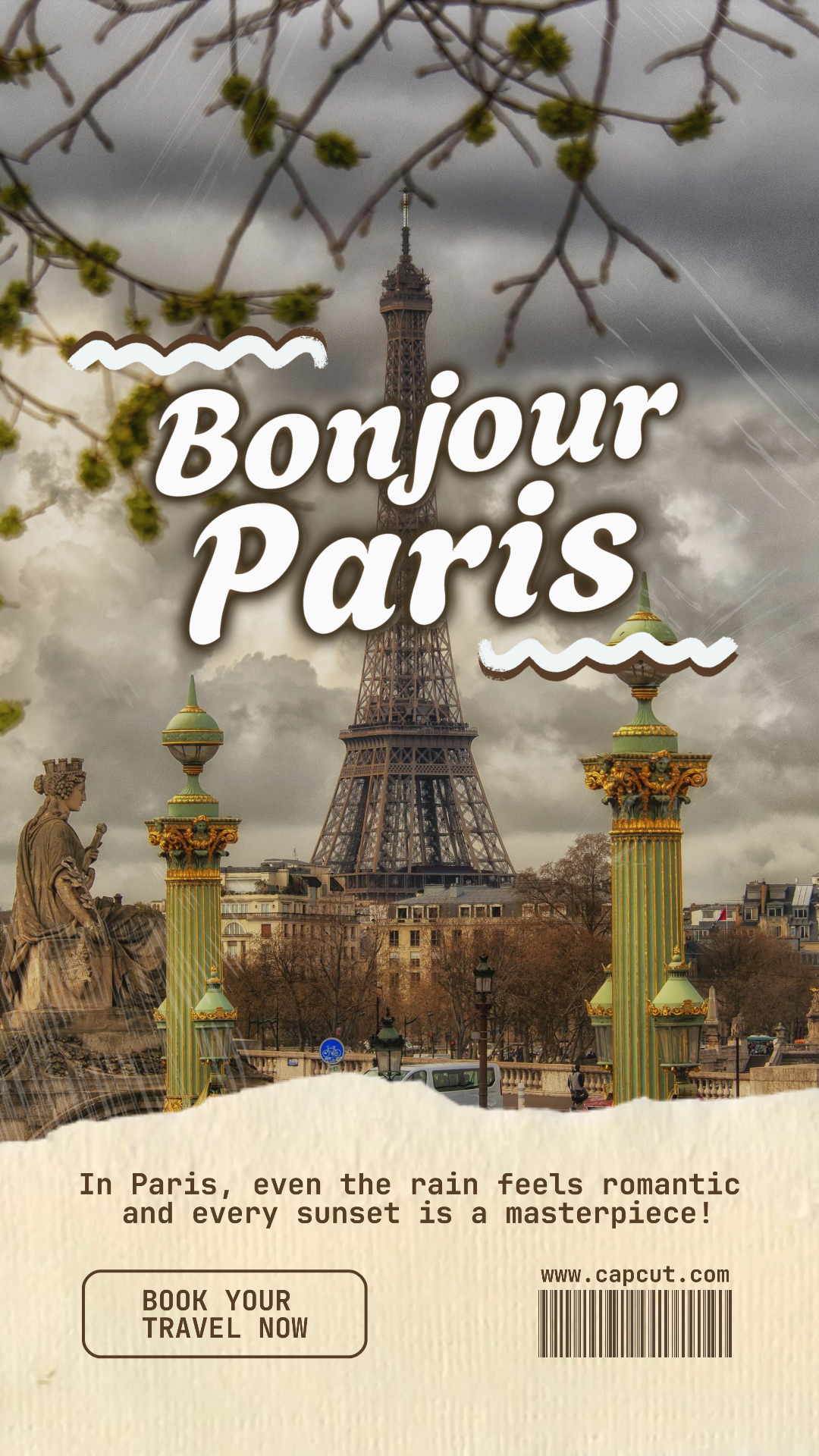 Viaje - Cartel de marketing Bonjour París